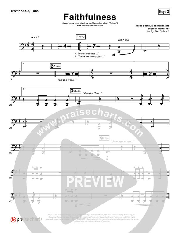 Faithfulness Trombone 3/Tuba (Matt Maher / Iron Bell Music)