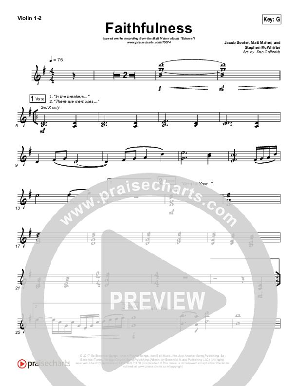 Faithfulness Violin 1/2 (Matt Maher / Iron Bell Music)