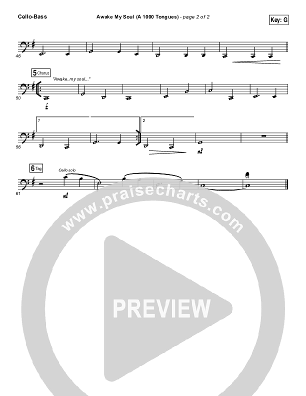 Awake My Soul (A Thousand Tongues) Cello/Bass (Matt Maher)