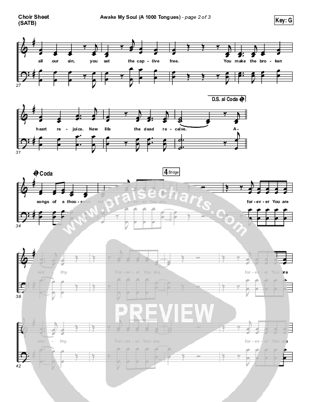 Awake My Soul (A Thousand Tongues) Choir Vocals (SATB) (Matt Maher)