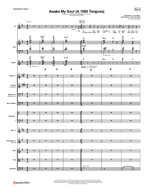 Awake My Soul (A Thousand Tongues) Conductor's Score (Matt Maher)