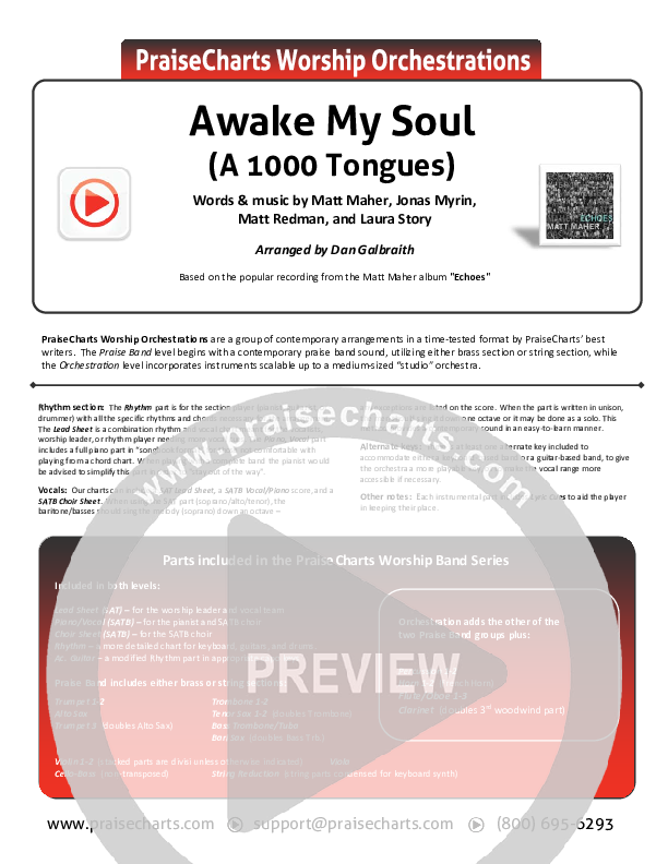 Awake My Soul (A Thousand Tongues) Cover Sheet (Matt Maher)