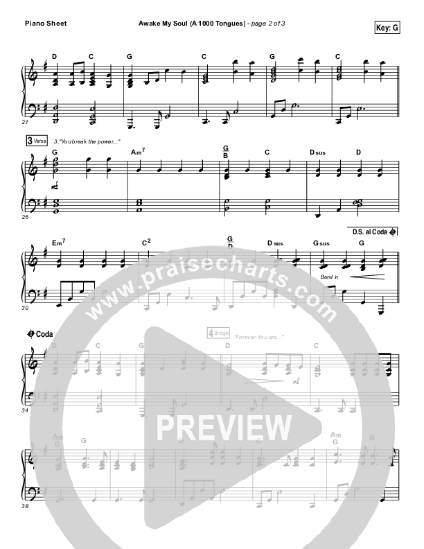 Awake My Soul (A Thousand Tongues) Piano Sheet (Matt Maher)