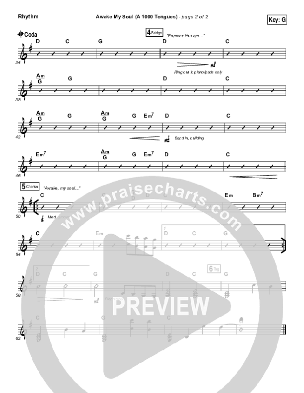 Awake My Soul (A Thousand Tongues) Rhythm Chart (Matt Maher)