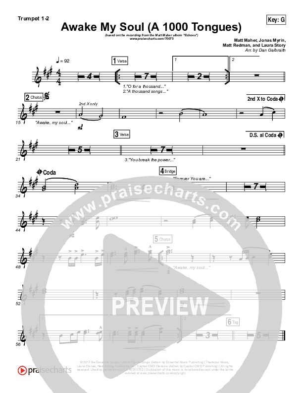 Awake My Soul (A Thousand Tongues) Brass Pack (Matt Maher)