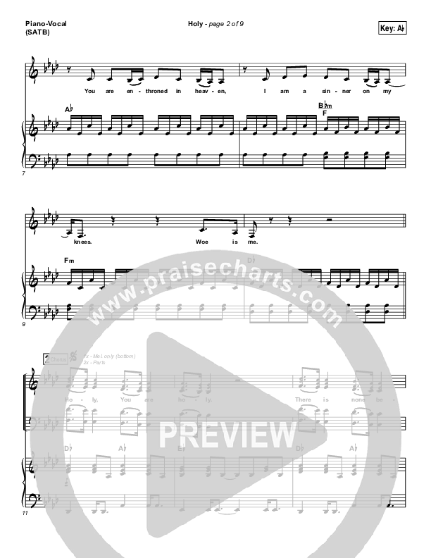 Holy Piano/Vocal (SATB) (Matt Maher)