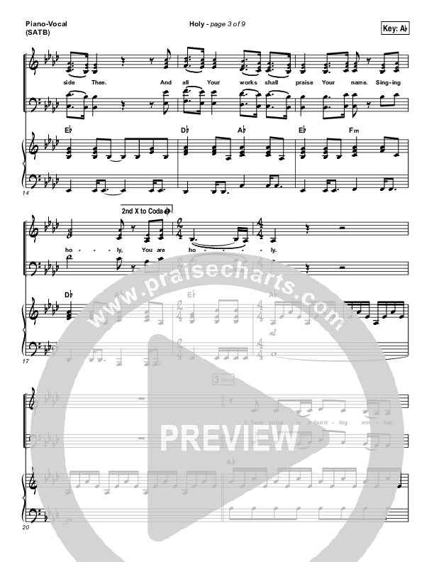 Holy Piano/Vocal (SATB) (Matt Maher)