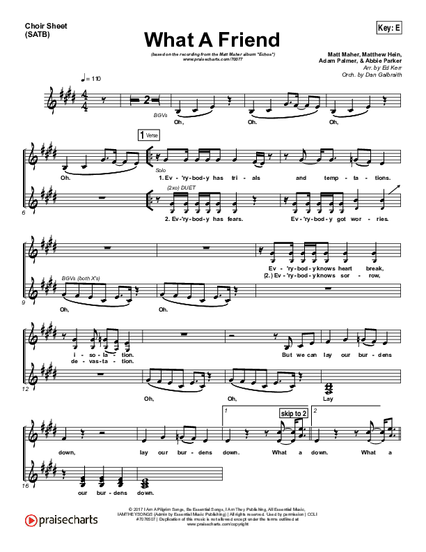 What A Friend Choir Vocals (SATB) (Matt Maher)