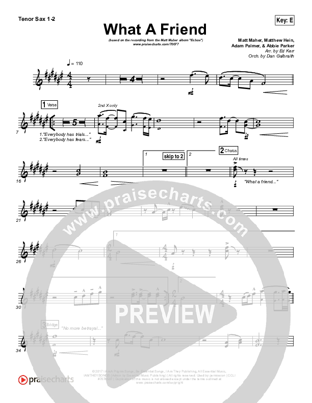 What A Friend Tenor Sax 1/2 (Matt Maher)