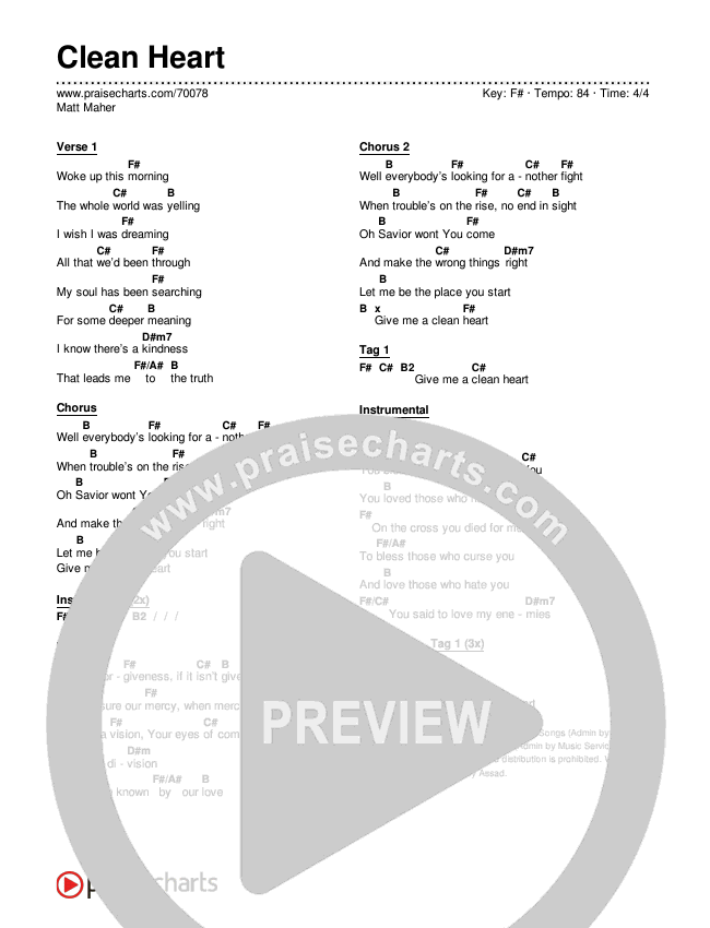 Clean Heart Chords & Lyrics (Matt Maher)