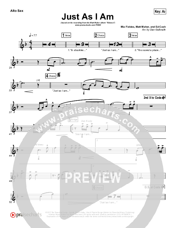 Just As I Am Alto Sax (Matt Maher)