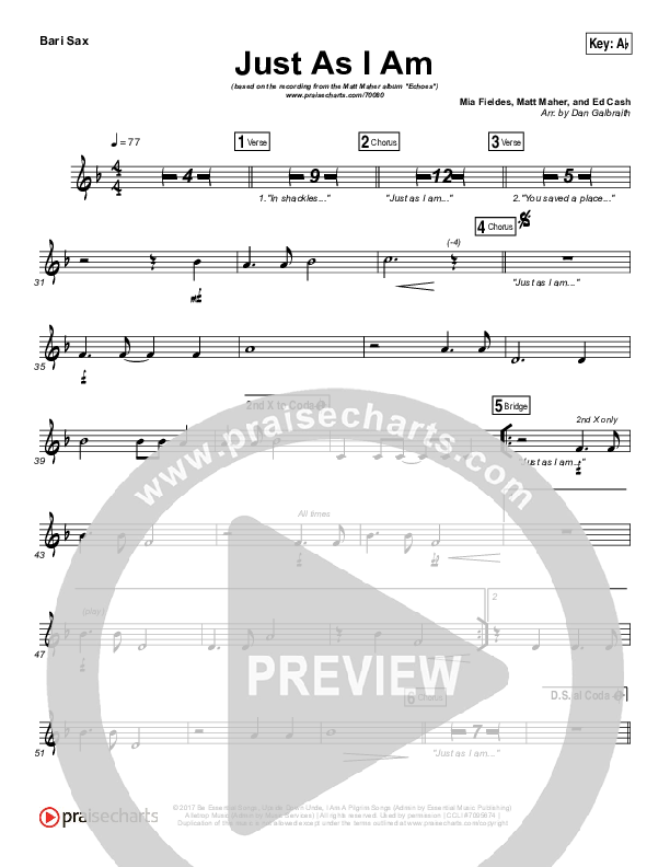 Just As I Am Bari Sax (Matt Maher)