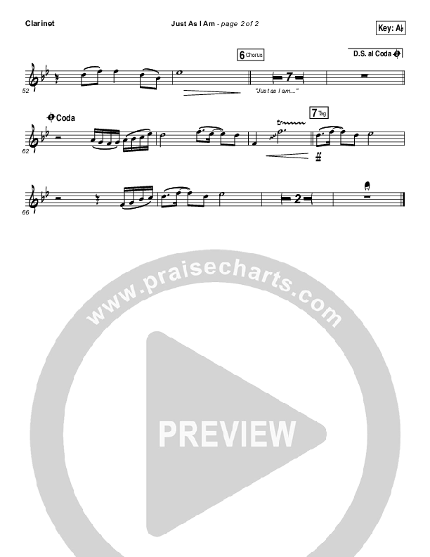 Just As I Am Clarinet (Matt Maher)