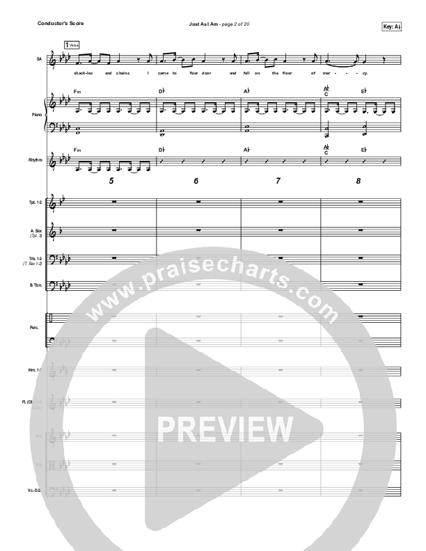 Just As I Am Conductor's Score (Matt Maher)