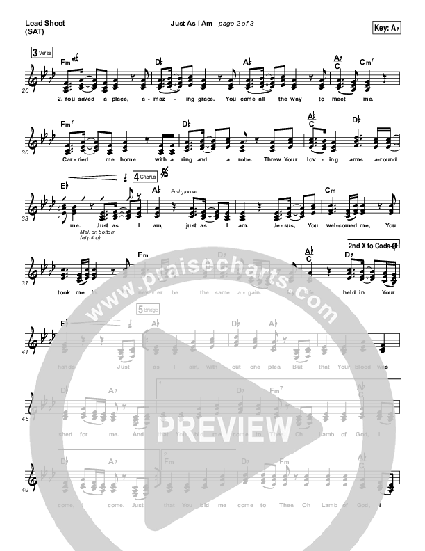 Just As I Am Lead Sheet (SAT) (Matt Maher)