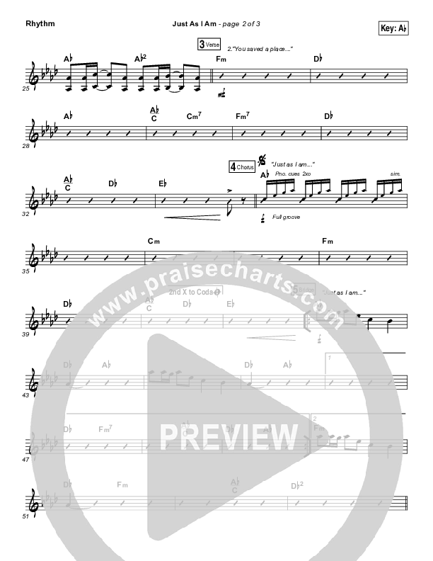 Just As I Am Rhythm Chart (Matt Maher)