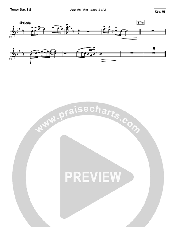 Just As I Am Tenor Sax 1/2 (Matt Maher)