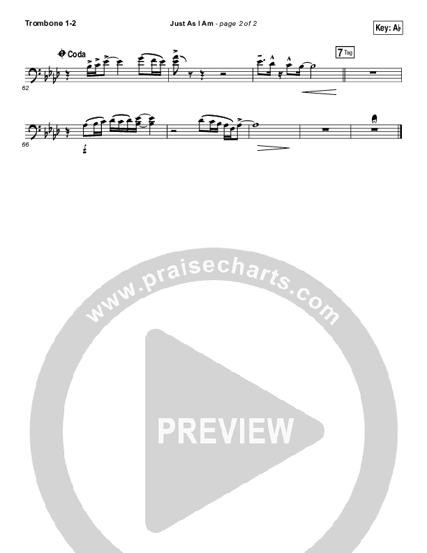 Just As I Am Trombone 1/2 (Matt Maher)