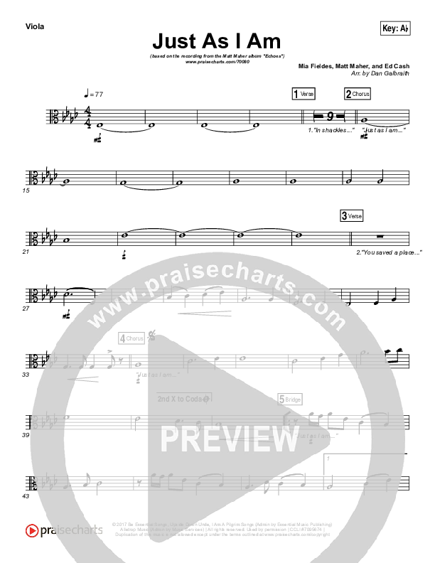 Just As I Am Viola (Matt Maher)