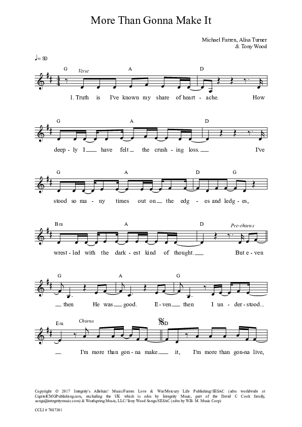More Than Gonna Make It Lead Sheet (Alisa Turner)
