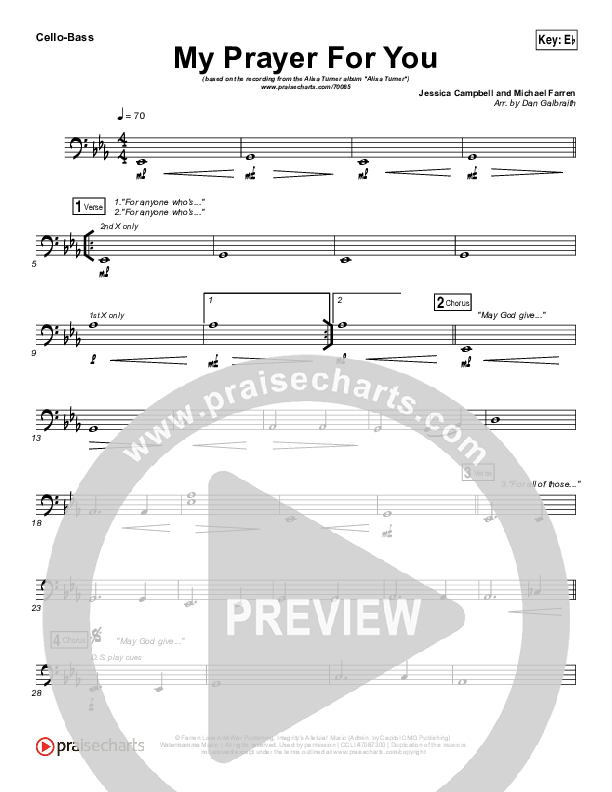 My Prayer For You Cello/Bass (Alisa Turner)
