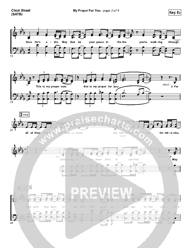 My Prayer For You Choir Vocals (SATB) (Alisa Turner)