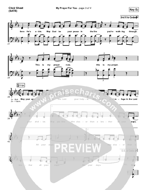 My Prayer For You Choir Vocals (SATB) (Alisa Turner)