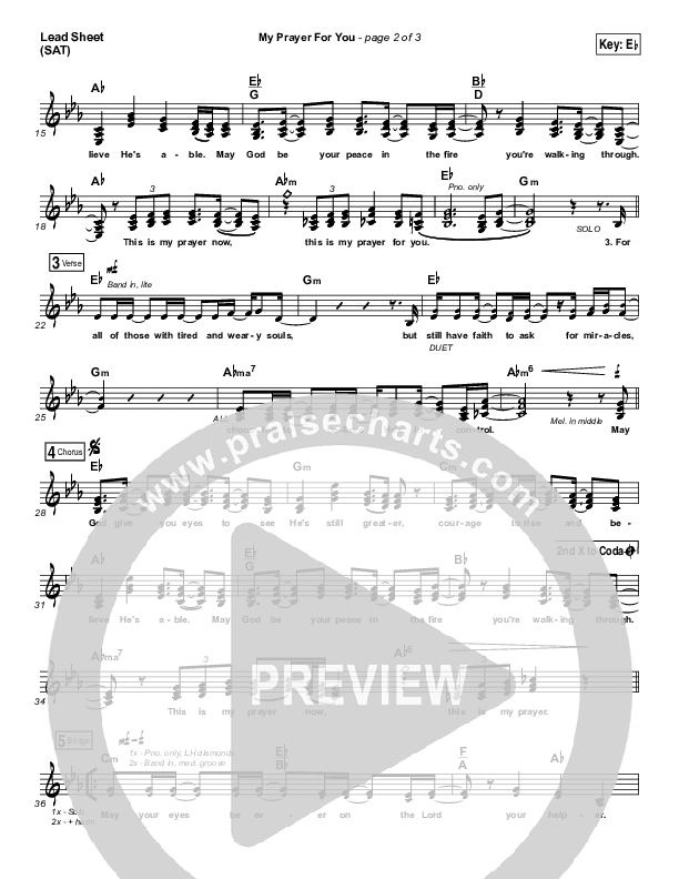 My Prayer For You Lead Sheet (SAT) (Alisa Turner)