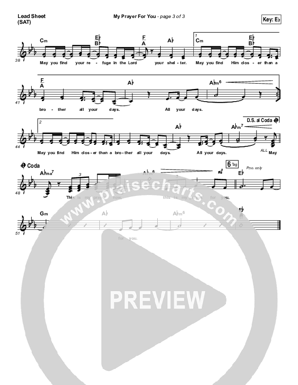 My Prayer For You Lead Sheet (SAT) (Alisa Turner)