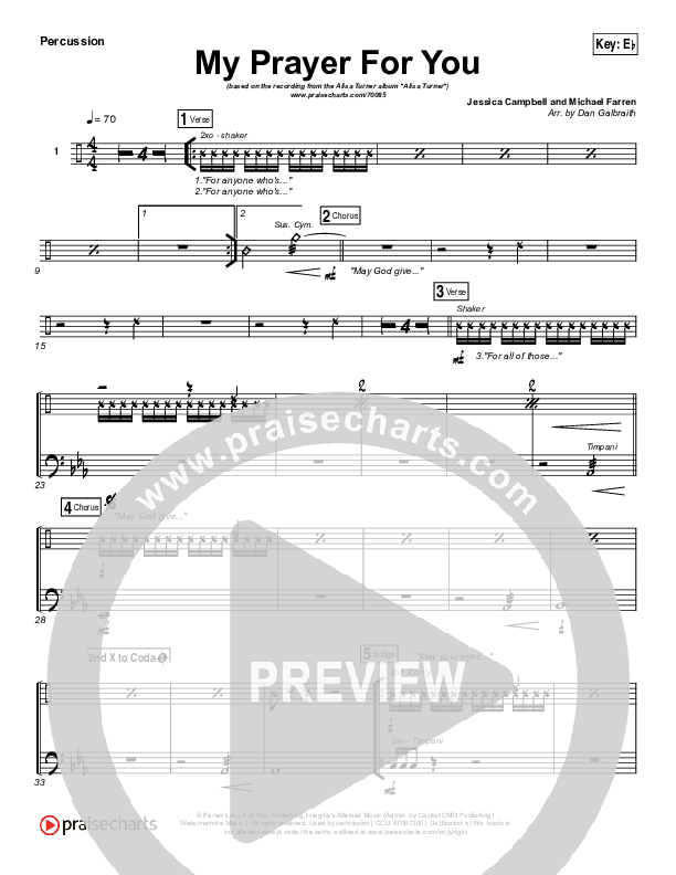My Prayer For You Percussion (Alisa Turner)