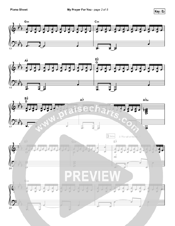 My Prayer For You Piano Sheet (Alisa Turner)