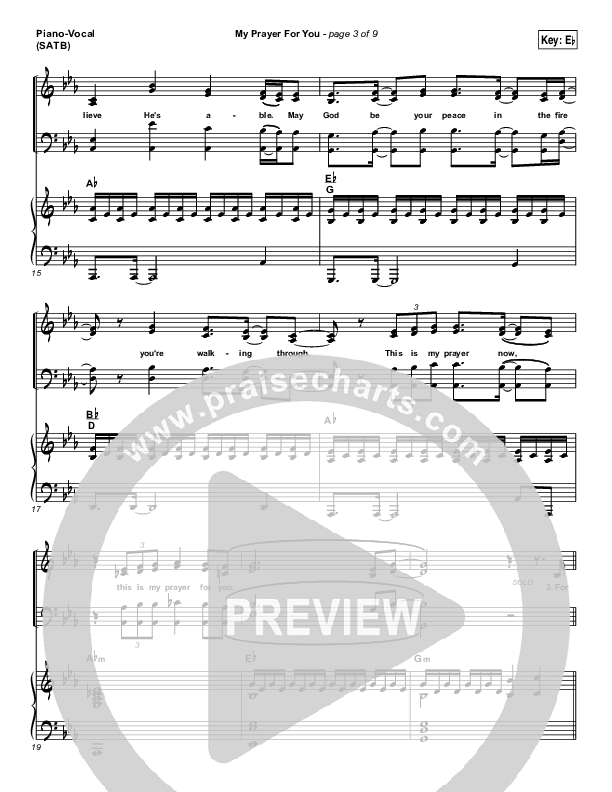 My Prayer For You Piano/Vocal (SATB) (Alisa Turner)