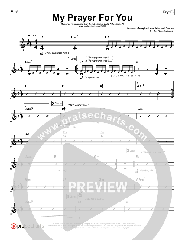 My Prayer For You Rhythm Chart (Alisa Turner)