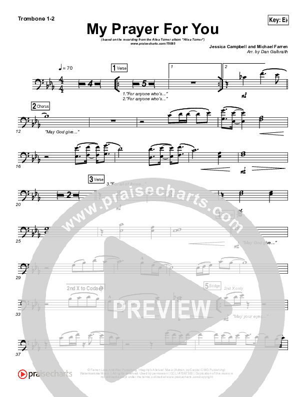 My Prayer For You Trombone 1/2 (Alisa Turner)