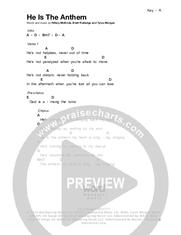 He Is The Anthem Chords & Lyrics (Stephen Christian)
