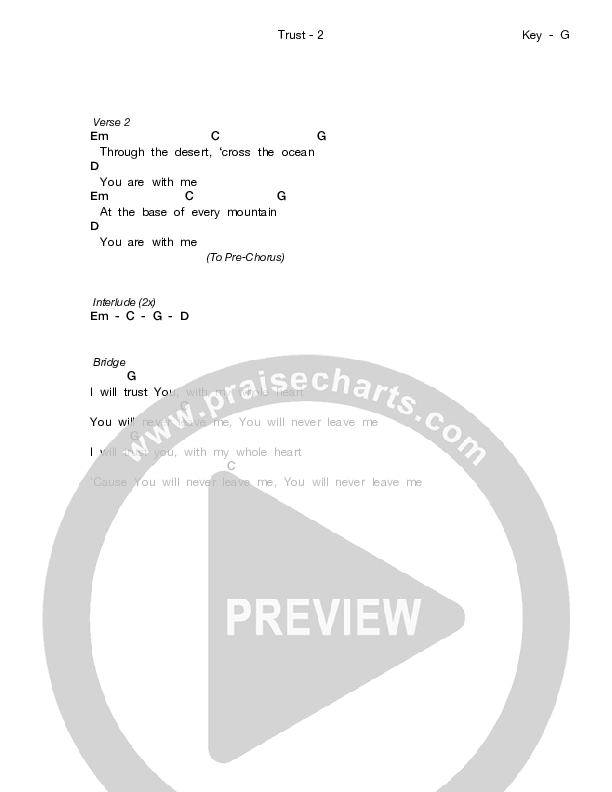 Trust (With My Whole Heart) Chord Chart (Stephen Christian)