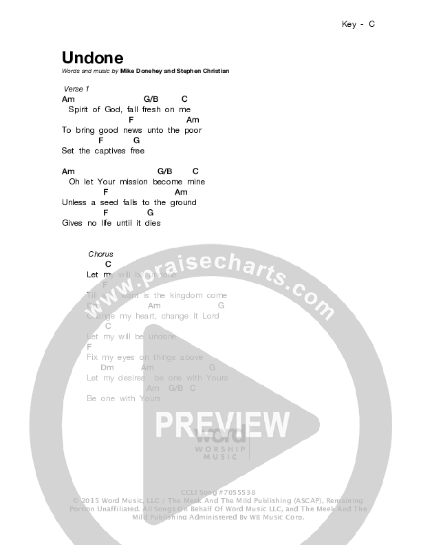 Undone Chords & Lyrics (Stephen Christian)