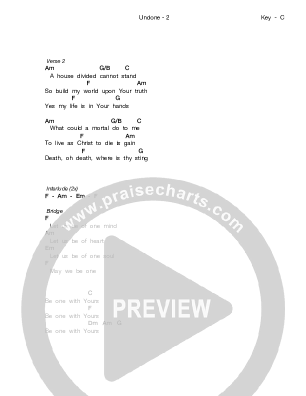Undone Chords & Lyrics (Stephen Christian)