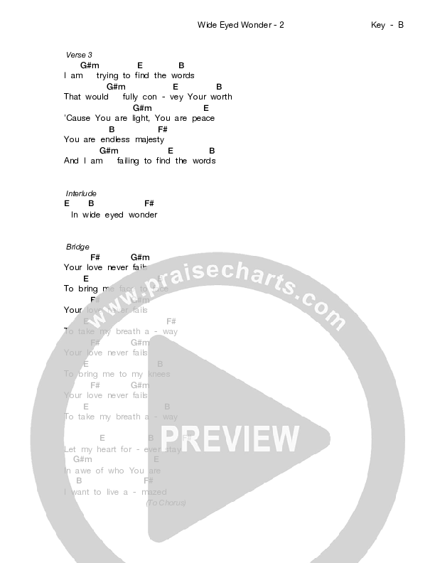 Wide Eyed Wonder Chords & Lyrics (Stephen Christian)