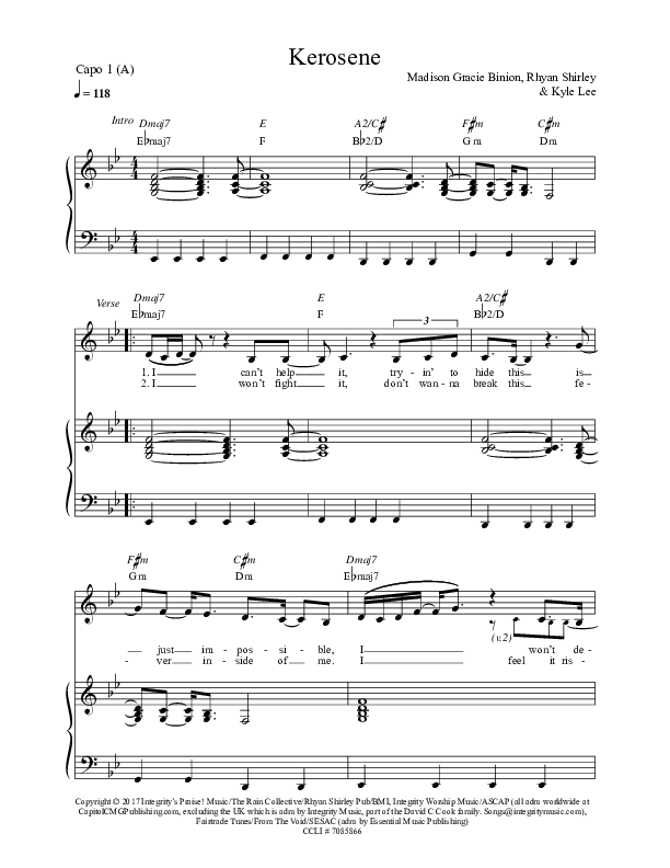 Kerosene Piano/Vocal & Lead (MDSN)