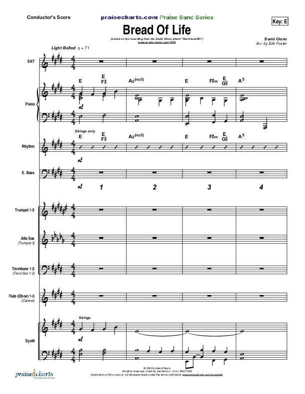 Bread Of Life Conductor's Score (David Glenn)