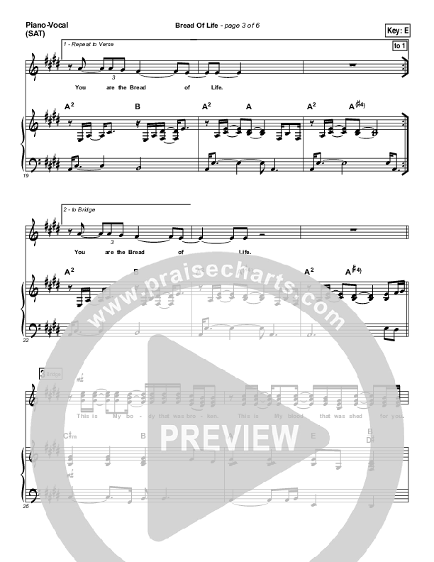Bread Of Life Piano/Vocal (SAT) (David Glenn)