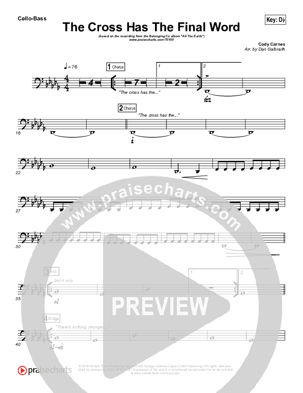 The Cross Has The Final Word Cello/Bass (The Belonging Co / Henry Seeley)