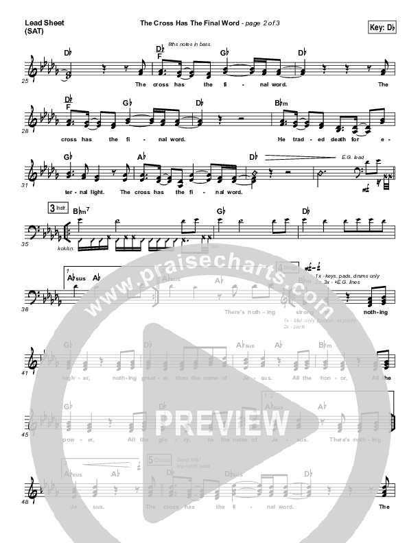 The Cross Has The Final Word Lead Sheet (SAT) (The Belonging Co / Henry Seeley)