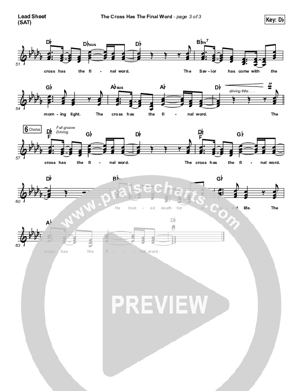 The Cross Has The Final Word Lead Sheet (SAT) (The Belonging Co / Henry Seeley)