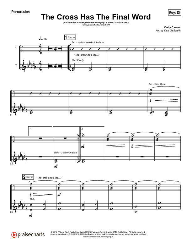 The Cross Has The Final Word Percussion (The Belonging Co / Henry Seeley)