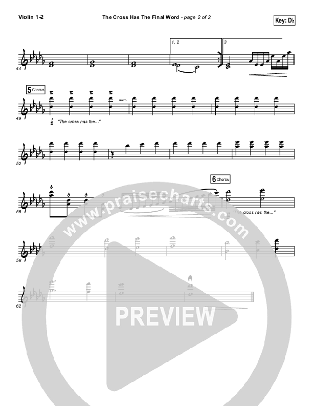 The Cross Has The Final Word Violin 1/2 (The Belonging Co / Henry Seeley)