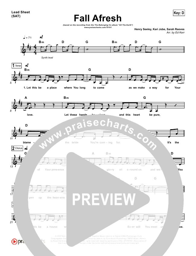Fall Afresh Sheet Music PDF (The Belonging Co / Sarah Reeves ...
