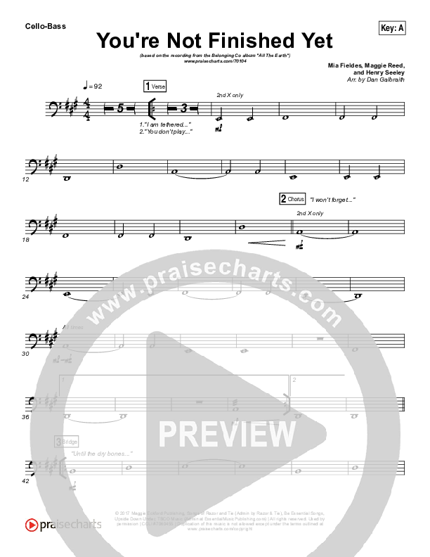 You're Not Finished Yet Cello/Bass (The Belonging Co / Maggie Reed)