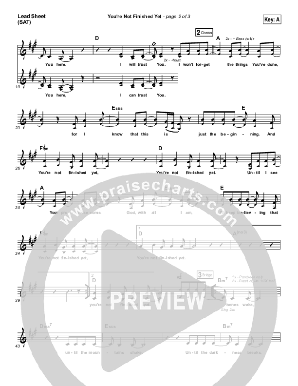 You're Not Finished Yet Lead Sheet (SAT) (The Belonging Co / Maggie Reed)
